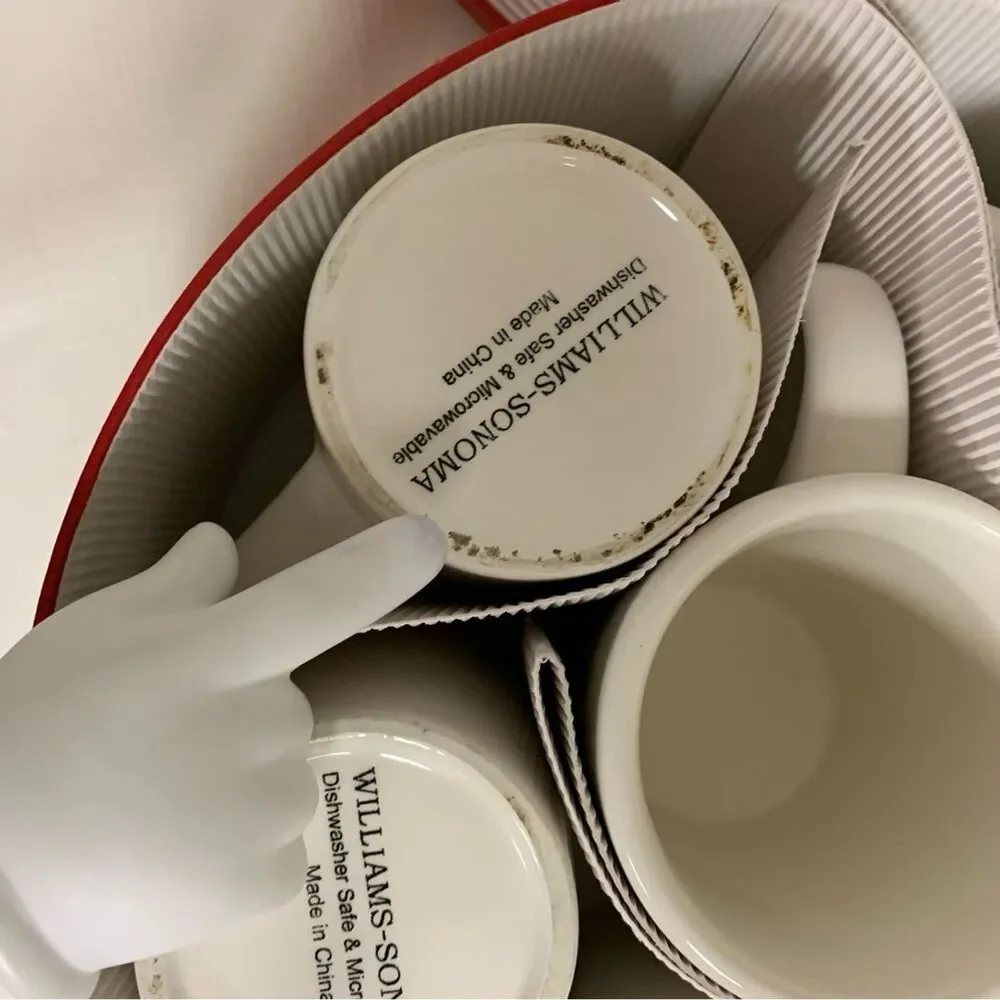 WILLIAMS SONOMA Snowman Mug Christmas Set 6 Retired Vintage Collectible Winter